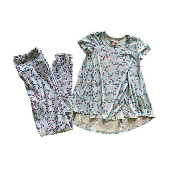 Mommy & Me 4th of July Red/White/Blue Popsicles Lularoe OS Leggings & Scarlett - Picture 6 of 7